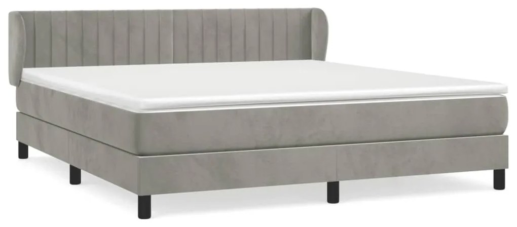 Κρεβάτι Boxspring με Στρώμα Ανοιχτό Γκρι 180x200 εκ. Βελούδινο - Γκρι