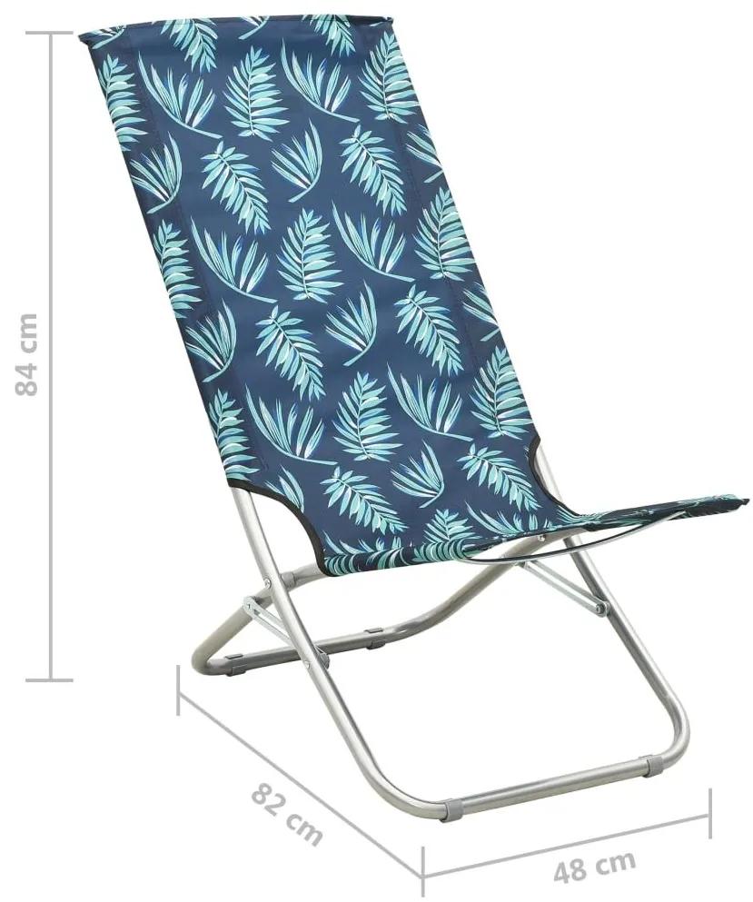 Καρέκλες Παραλίας Πτυσσόμενες 2 τεμ. Σχέδιο Φύλλων Υφασμάτινες - Πράσινο