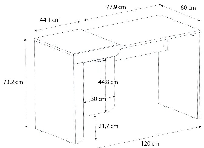 ΓΡΑΦΕΙΟ ΕΡΓΑΣΙΑΣ DARIO MEGAPAP ΧΡΩΜΑ SEPET OAK - ΛΕΥΚΟ 120X60X73,2ΕΚ.