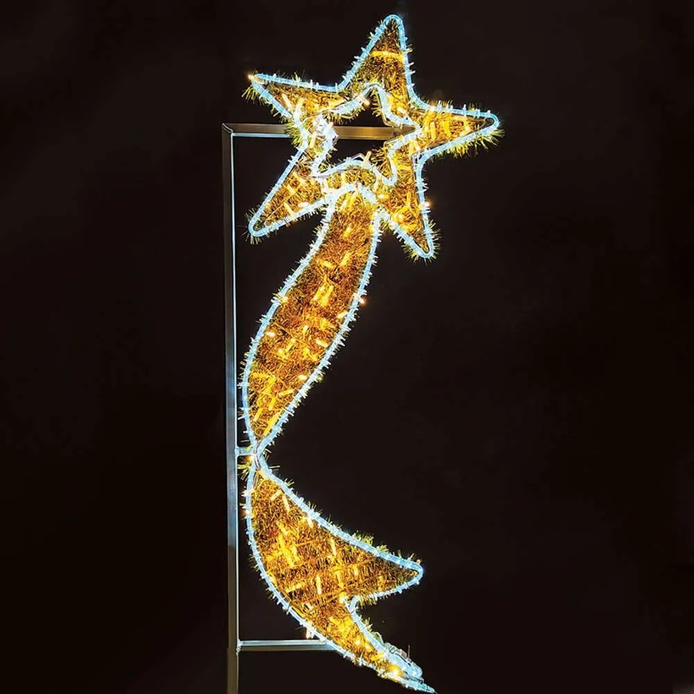 Χριστουγεννιάτικα Λαμπάκια Με Σχήμα Falling Star With Ribbon 372 Led X1737212112 60x150+150cm 32W Yellow-White Aca