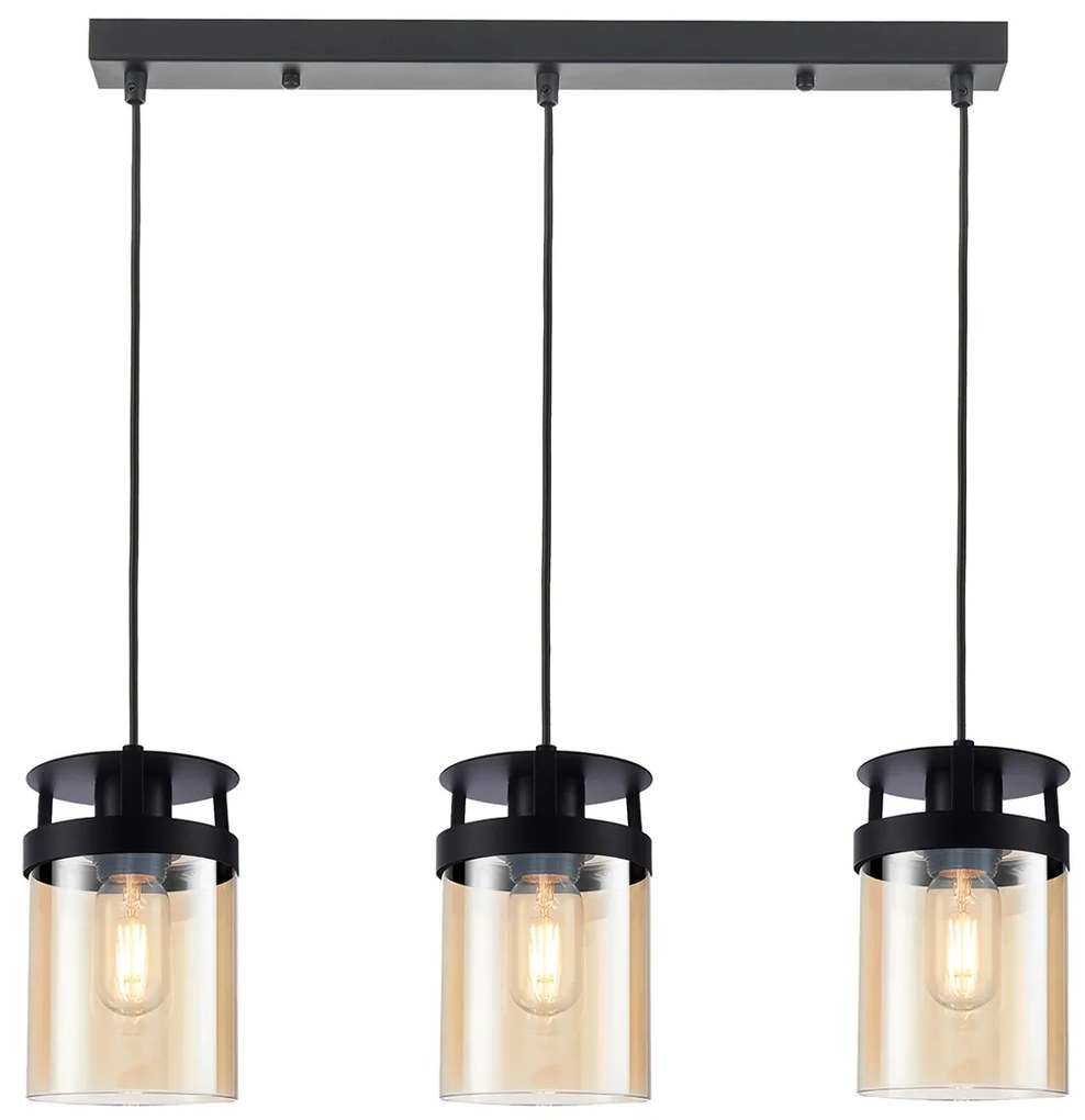 Φωτιστικό Κρεμαστό Τρίφωτο Ράγα 3xE27 L605xH1500mm Γυαλί Amber Betty Viokef 4304900