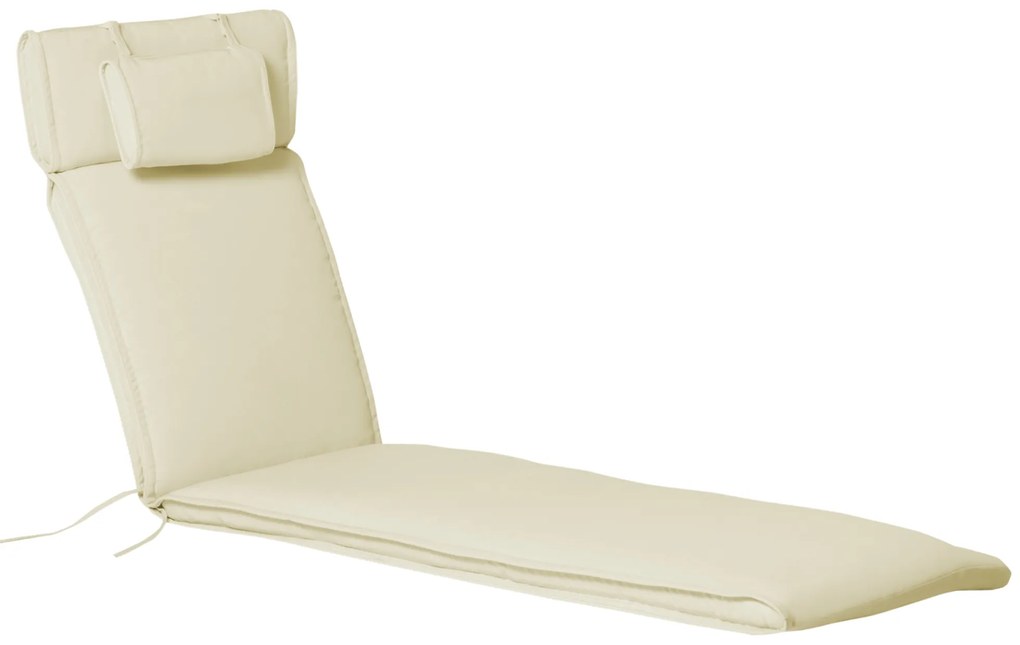 Outsunny Μαξιλάρι ξαπλώστρας, μαξιλάρι ξαπλώστρας κήπου με αποσπώμενο μαξιλάρι κεφαλής, κρεμ λευκό 198 x 53 x 5 cm ΜΟΝΟ ΜΑΞΙΛΑΡΙ