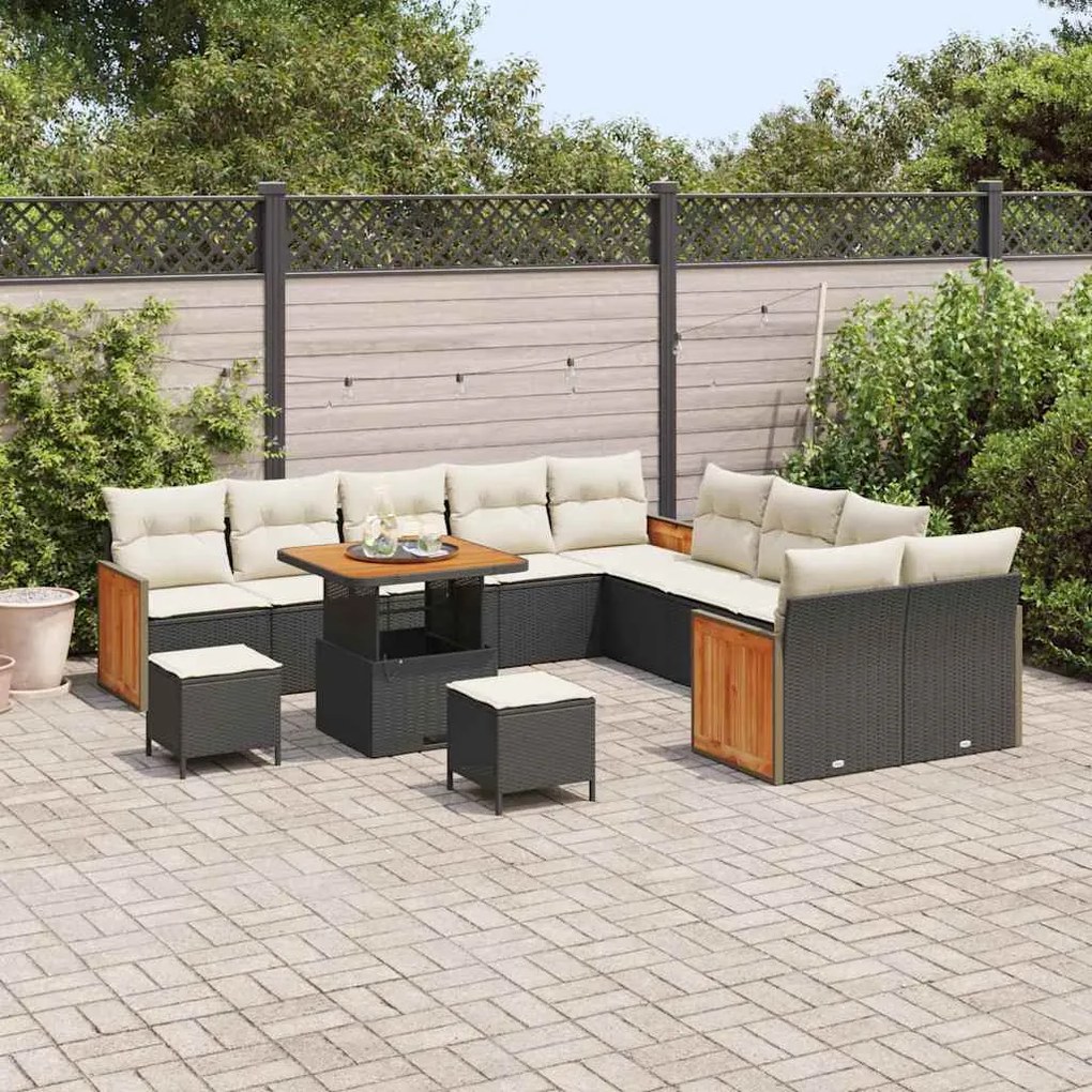 vidaXL Σετ Καναπέ Κήπου 13 pcs Μαύρο, Κρέμα 80 x 80 x 71 cm