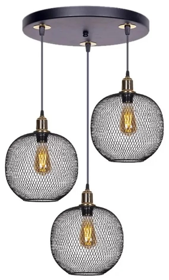 Φωτιστικό Οροφής Amos 0207378 30x30x65cm 3xE27 60W Black-Gold Megapap Metal