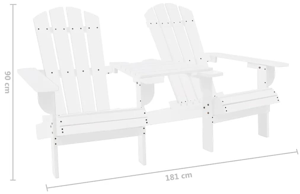 vidaXL Καρέκλες Κήπου Adirondack με Τραπέζι Λευκές Μασίφ Ξύλο Ελάτης