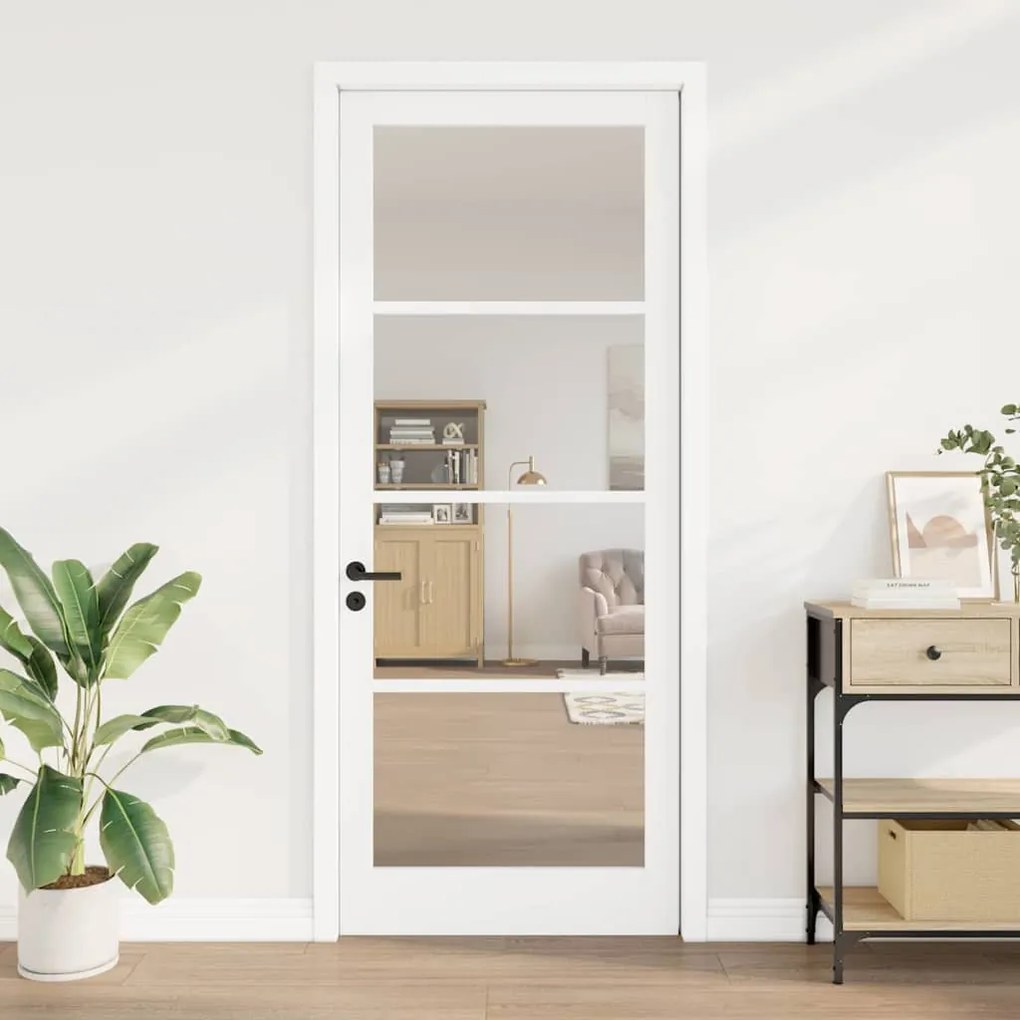 vidaXL Εσωτερική Πόρτα με Γυαλί Λευκό 93 x 232 εκ.