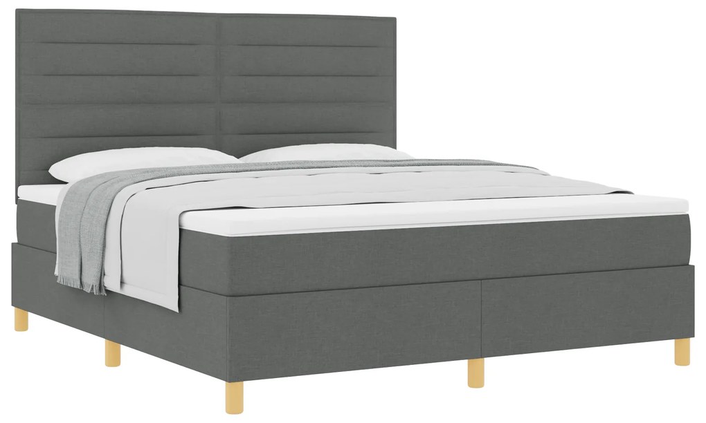 vidaXL Box Spring Bed με Στρώμα Σκούρο Γκρι