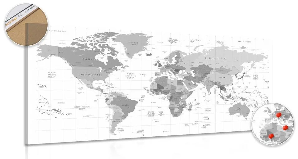Εικόνα σε γκρι φελλό χάρτη σε λευκό φόντο - 120x60  wooden