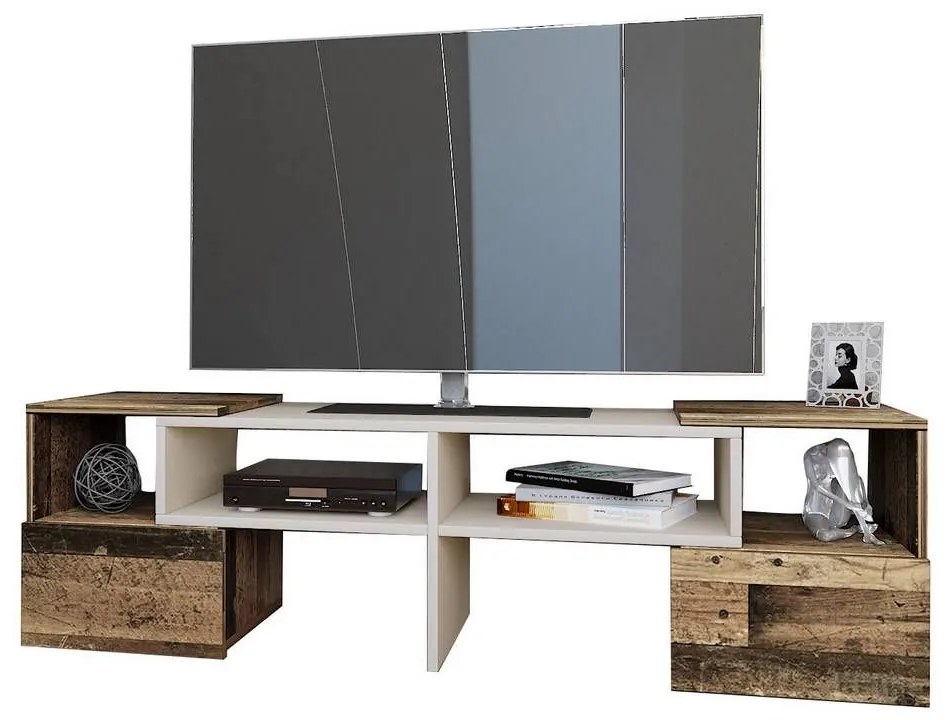 Έπιπλο Τηλεόρασης Orne 141x32x39cm Brown-White