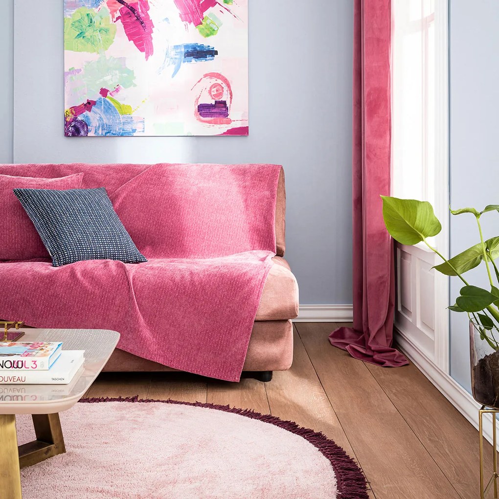 Ριχτάρι Πολυθρόνας Βελουτέ (180x180) Gofis Home Valley Funky Pink 421/23