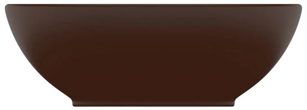Νιπτήρας Πολυτελής Οβάλ Σκούρο Καφέ Ματ 40 x 33 εκ. Κεραμικός - Καφέ