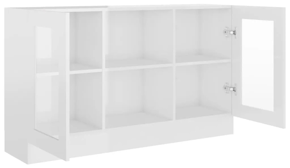 vidaXL Βιτρίνα Γυαλιστερό Λευκό 120 x 30,5 x 70 εκ. από Επεξ. Ξύλο