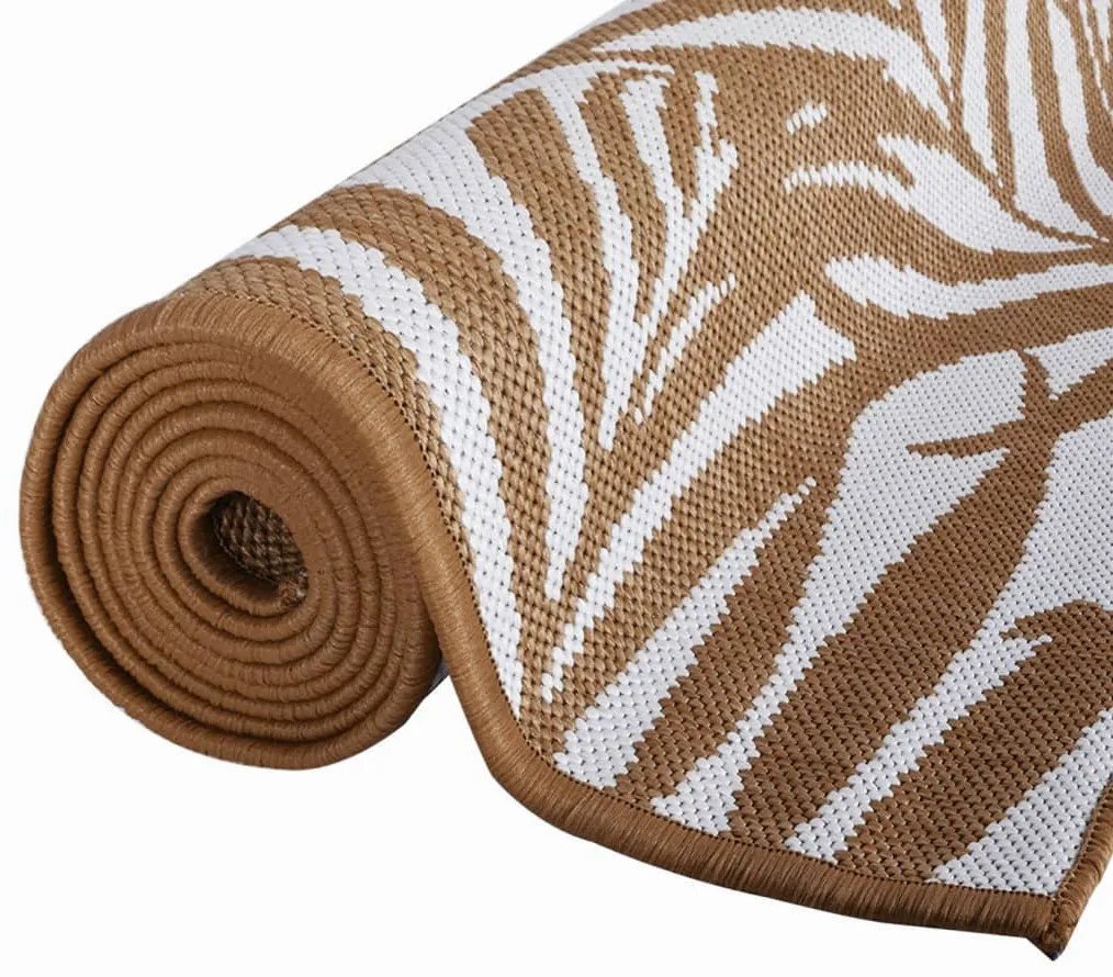 vidaXL Χαλί Εξωτερικού Χώρου με Αναστρέψιμο Σχέδιο Καφέ/Λευκό 80x250εκ