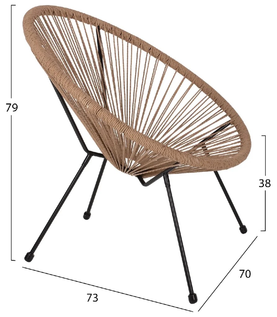 ΠΟΛΥΘΡΟΝΑ ACAPULCO Τ. ΦΩΛΙΑ ΜΕΤΑΛΛΟ ΜΑΥΡΟ ΜΕ TWISTED WICKER HM5871.01 70x73x79 εκ.