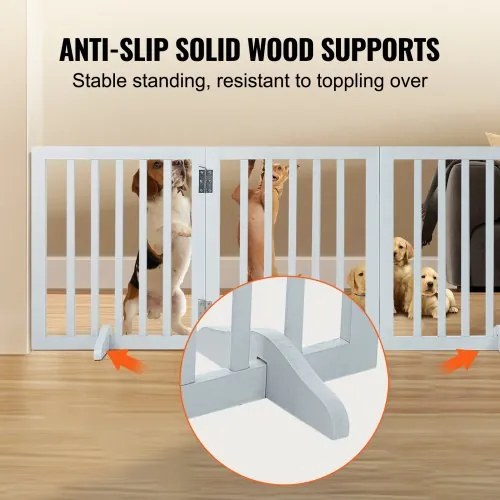 VEVOR Free Standing Dog Gate 24x60 inch Freestanding Pet Gate Foldable White