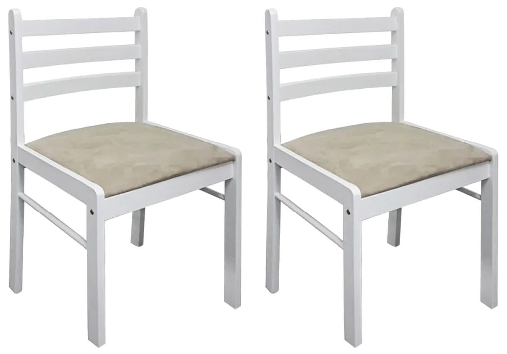 vidaXL Καρέκλες Τραπεζαρίας 2 τεμ. Λευκές Καουτσουκόδεντρο/Βελούδο