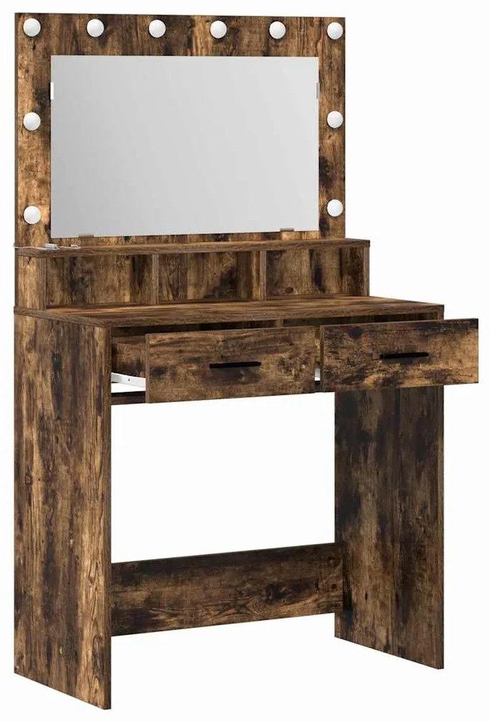 vidaXL Κομοδίνο Καπνιστή δρυς 79 x 41 x 135 cm Επεξεργασμένο ξύλο