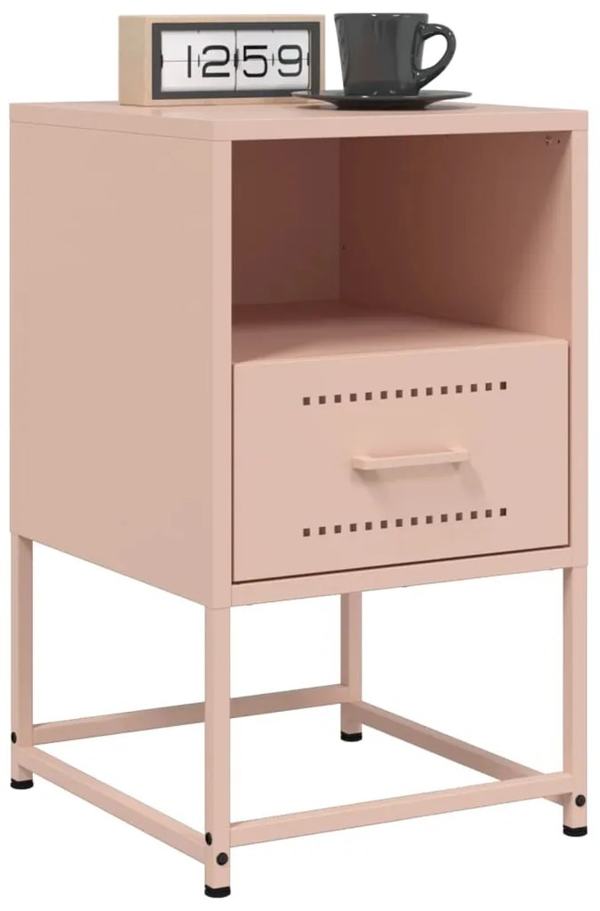 vidaXL Κομοδίνα 2 τεμ. Ροζ 36x39x60,5 εκ. από Χάλυβα