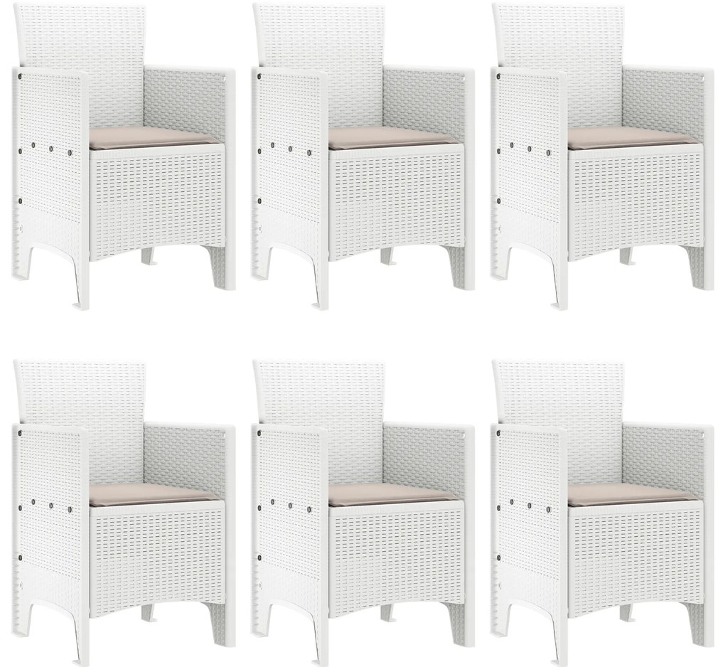 vidaXL Σετ Γευμάτων Κήπου 7 pcs Λευκό Ψάθα / Πολυεστέρας
