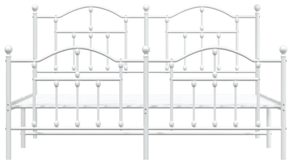 vidaXL Πλαίσιο Κρεβατιού με Κεφαλάρι&Ποδαρικό Λευκό 183x213εκ. Μέταλλο