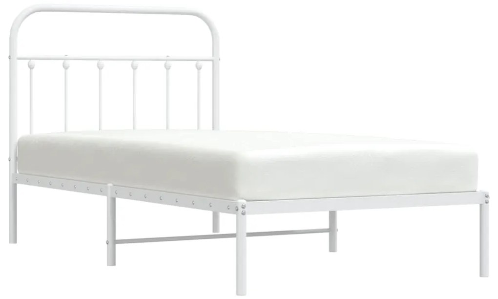 vidaXL Πλαίσιο Κρεβατιού με Κεφαλάρι Λευκό 100x190 εκ. Μεταλλικό
