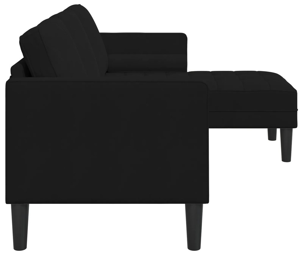 vidaXL Καναπές 3 Θέσεων με Chaise L-shaped Μαύρος 160 εκ Βελούδο