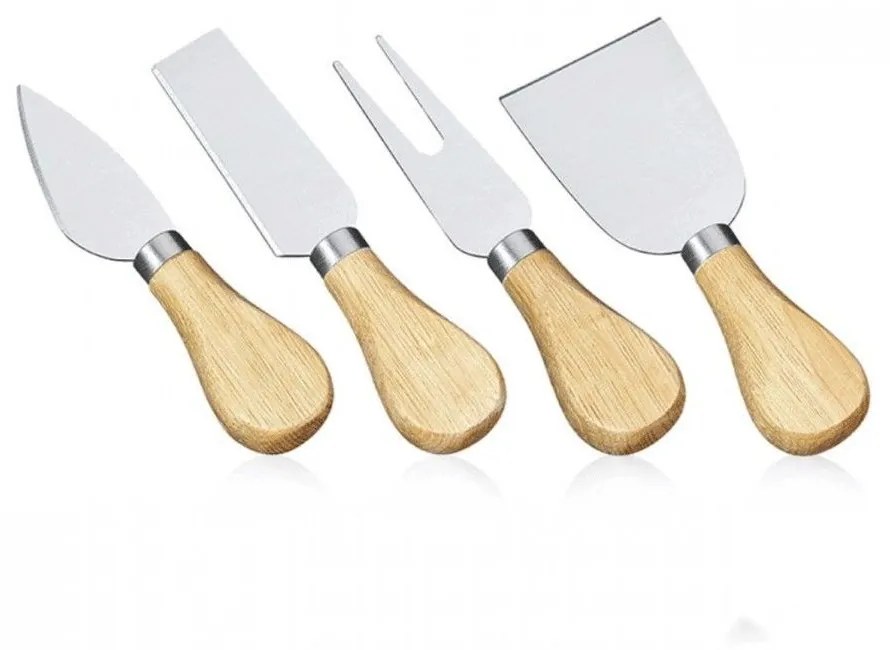 Μαχαίρια Τυριού Formaggio (Σετ 4Τμχ) 296693 Silver-Natural Cilio Ανοξείδωτο Ατσάλι
