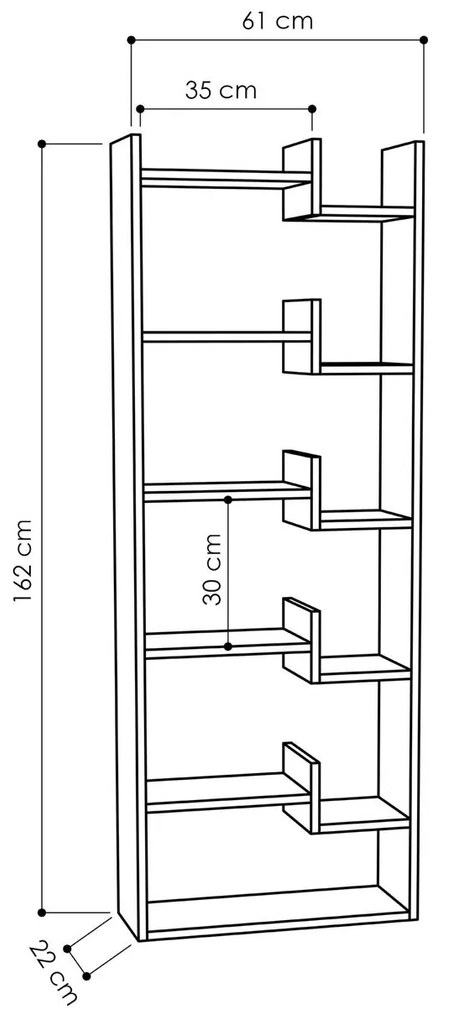 Βιβλιοθήκη Oppa χρώμα λευκό 61x22x162εκ 61x22x162 εκ.