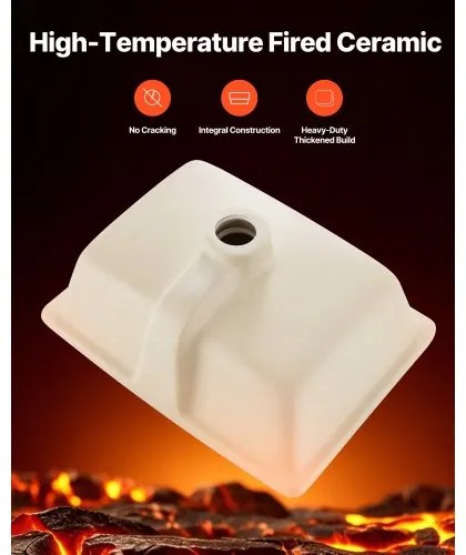 VEVOR Undermount Bathroom Sink, 400 x 305 mm Rectangular White Ceramic Vessel Sink with Overflow Hole, Under Counter Drop in Modern Lavatory Vanity Bath Wash Bowl Basin, Rectangle for Small Space