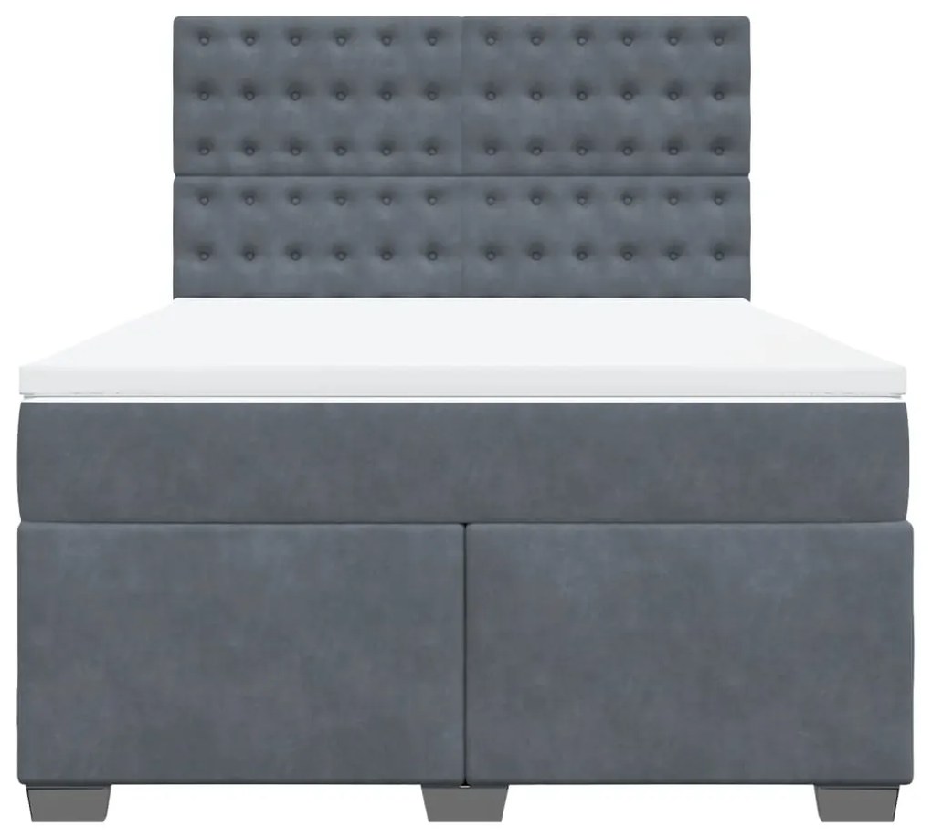 vidaXL Κρεβάτι Boxspring με Στρώμα Σκούρο Γκρι 140x190 εκ. Βελούδινο