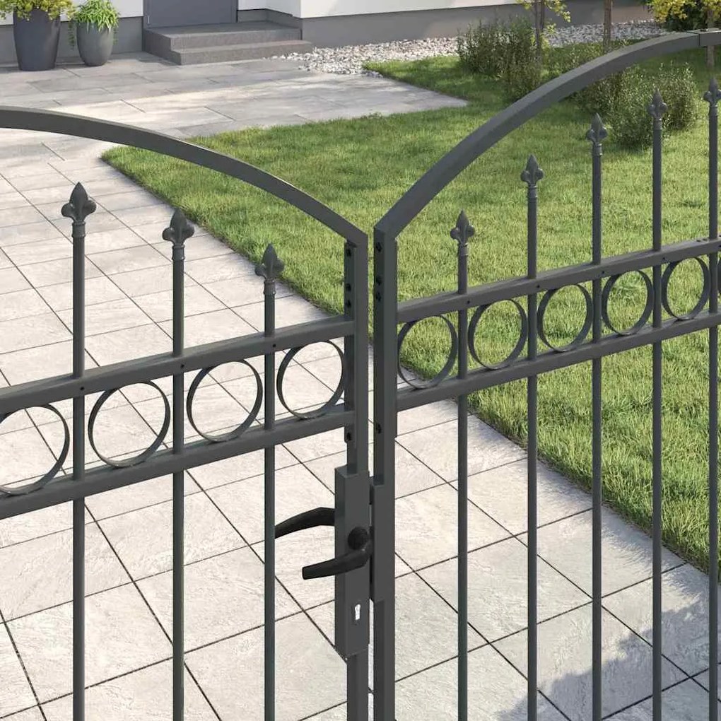 vidaXL Πύλη Φράχτη με κλειδαριά Γκρι 300 x 150 cm Ατσάλι
