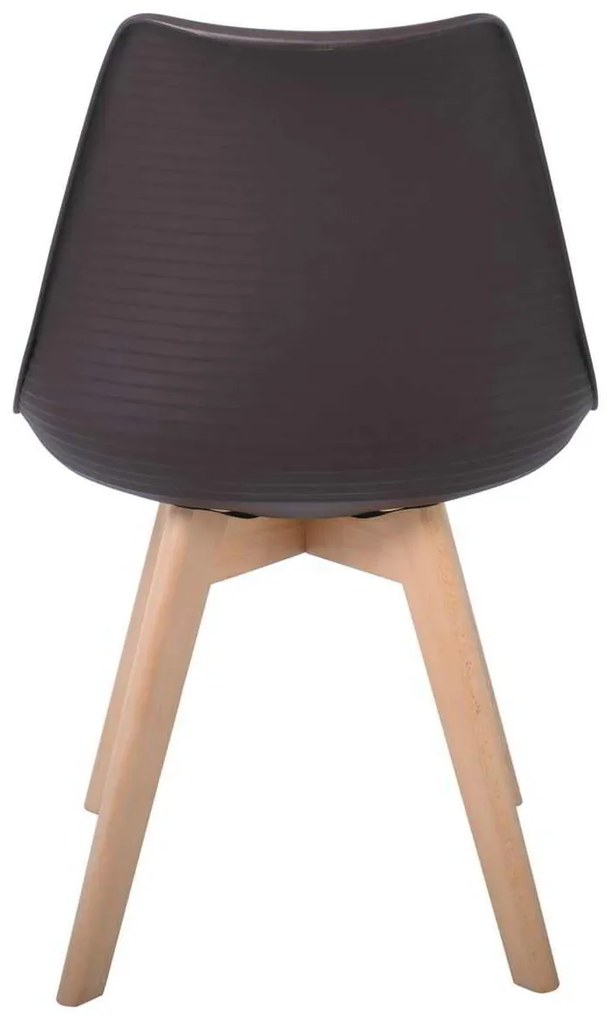 Καρέκλα MARTIN STRIPE Ξύλινο πόδι / PP Καφέ 49x56x82cm (Σετ 4 ΤΕΜ)