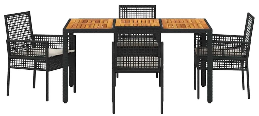 vidaXL Σέτ φαγητού για κήπο 5 pcs Μαύρο συνθετικό ρατάν