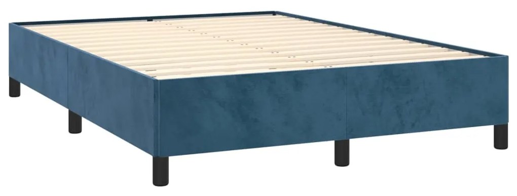 Κρεβάτι Boxspring με Στρώμα Σκούρο Μπλε 140x200 εκ. Βελούδινο - Μπλε