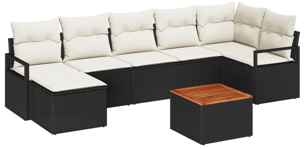 vidaXL Σετ Καναπέ Κήπου 8 pcs Μαύρος, λευκός Για 5 άτομα