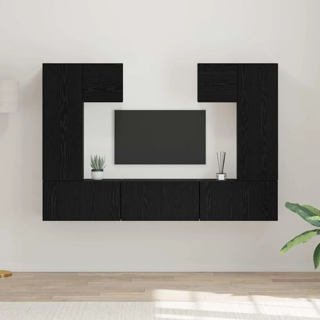 vidaXL Σετ επίπλου τηλεόρασης 7 pcs Μαύρη Δρυς 180 x 30 x 120 εκ.