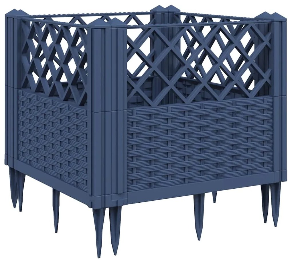 vidaXL Ζαρντινιέρα με Πασσάλους Μπλε Γκρι 43,5x43,5x43,5 εκ. Πολυπροπυλένιο