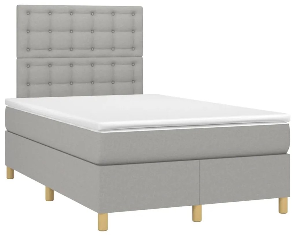 Κρεβάτι Boxspring με Στρώμα Ανοιχτό Γκρι 120x200 εκ. Υφασμάτινο - Γκρι