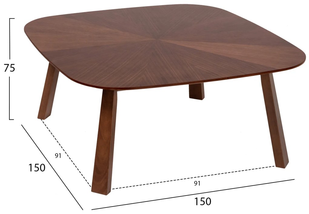 ΤΡΑΠΕΖΙ ΤΡΑΠΕΖΑΡΙΑΣ RINER HM9733 MDF ΜΕ ΚΑΠΛΑΜΑ ΚΑΡΥΔΙΑΣ 150x150x75Υ εκ.