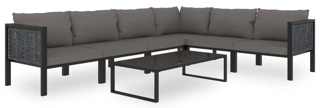 vidaXL Σαλόνι Κήπου 7 Τεμαχίων Ανθρακί Συνθετικό Ρατάν με Μαξιλάρια