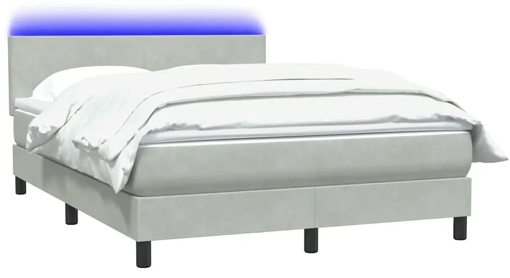 vidaXL Κρεβάτι Boxspring με Στρώμα Ανοιχτό Γκρι 140x220 εκ. Βελούδινο