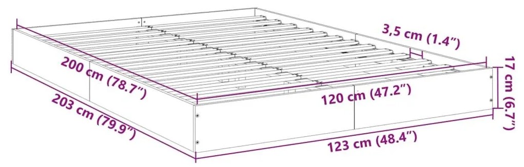 Πλαίσιο Κρεβατιού Χωρ. Στρώμα Sonoma Δρυς 120x200εκ. Επ. Ξύλο - Καφέ