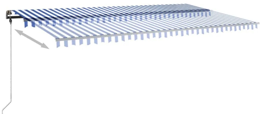vidaXL Τέντα Συρόμενη Χειροκίνητη με LED Μπλε / Λευκό 600 x 300 εκ.