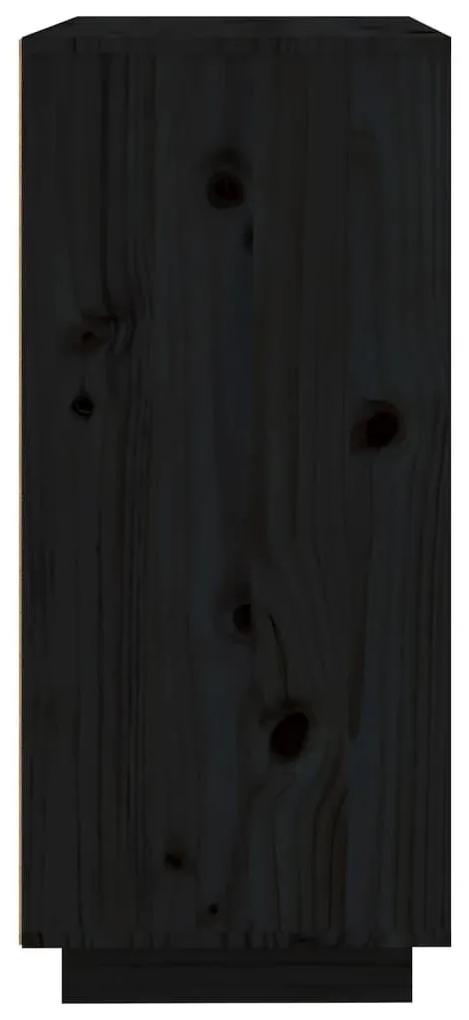 Ντουλάπι Μαύρος 60x35x80 εκ. από Μασίφ Ξύλο Πεύκου - Μαύρο