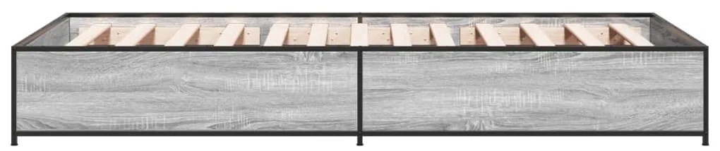 vidaXL Πλαίσιο Κρεβατιού Γκρι Sonoma 90x200 εκ. Επεξ. Ξύλο &amp; Μέταλλο