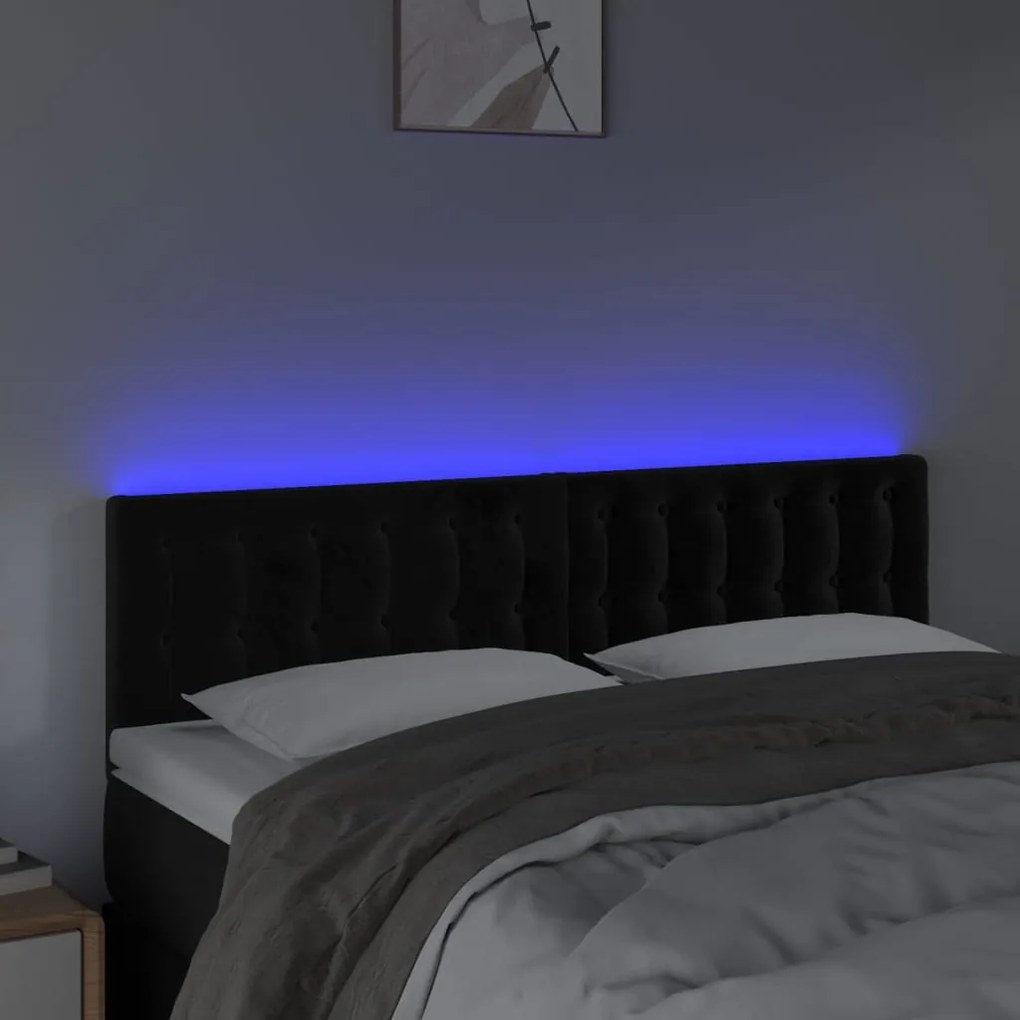 Κεφαλάρι Κρεβατιού LED Μαύρο 144x5x78/88 εκ. Βελούδινο 3122096