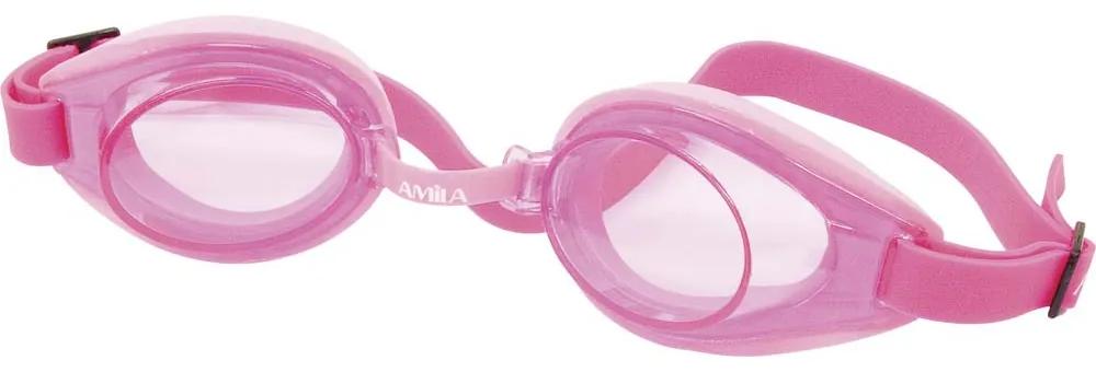 Γυαλιά Πισίνας Σιλικόνης Ροζ Με Διαυγείς Φακούς 47145