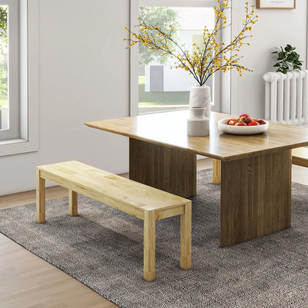 Πάγκος από μασίφ ξύλο HOMCOM, 3 θέσεων, πάγκος, πάγκος κουζίνας, ξύλο πεύκου, φυσικό χρώμα