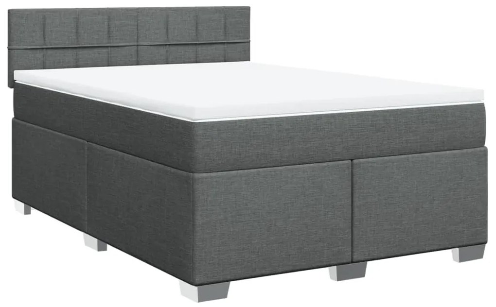 vidaXL Κρεβάτι Boxspring με Στρώμα Σκούρο Γκρι 160x200 εκ Υφασμάτινο