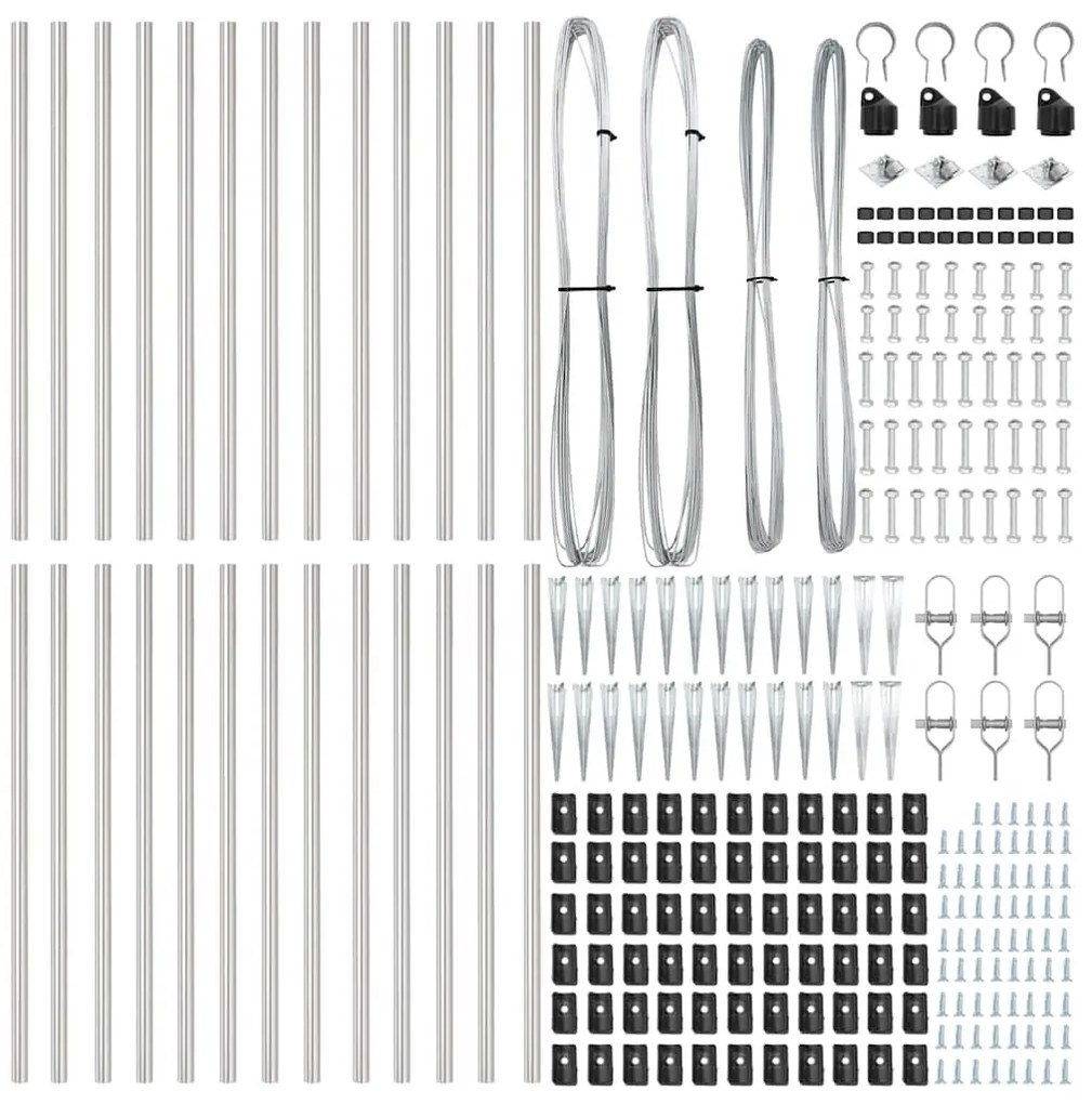 vidaXL Στύλος Περιφράξεων 26 pcs Ασημί 3.2 x 3.2 x 60 εκ Ατσάλι